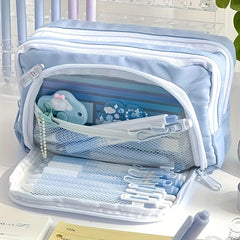 Large Capacity Pencil Case Handheld Stationery Box Portable Office School Girl