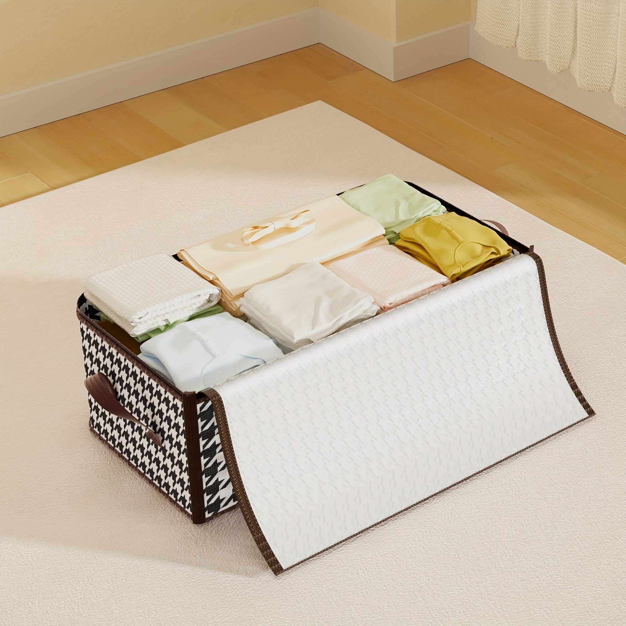 1pc 50 75L Houndstooth Storage Bag Blanket Zipper Large Organizer Dustproof