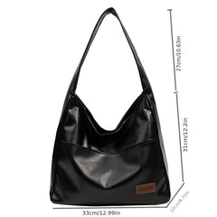 Retro Casual Hobo Bag Large Capacity Solid PU Shoulder Bag Women's Tote Bag