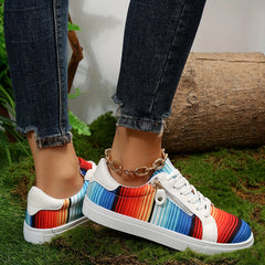 Colorful Striped Sneakers Low Top Canvas Shoes