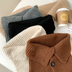 Button Knitted Scarf - Short Neck Protection Warm Windproof Elastic Neck Sca