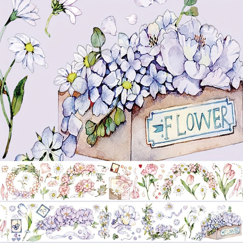 2m Flower Crystal PET Tape Transparent Decorative Stickers Scrapbook