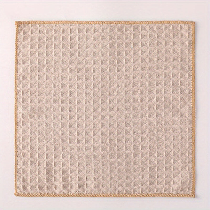 6pcs Microfiber Waffle Plaid Washcloths Absorbent Soft Bathroom Kitchen Cleaning