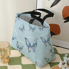 Rhinestone Butterfly Printed Lunch Bag Waterproof Insulated Portable Cooler