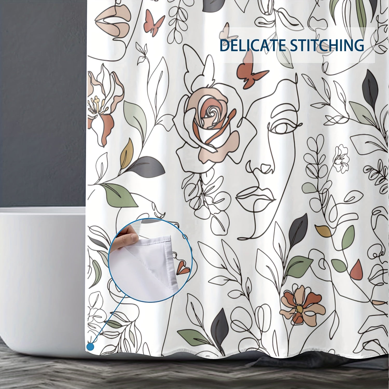Abstract Women Face Shower Curtain 72 Inch