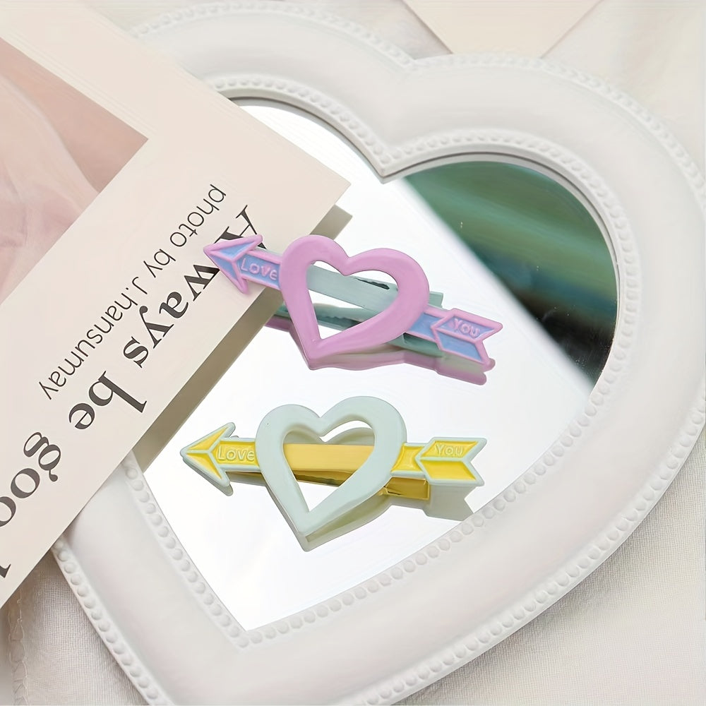 Sweet Heart Decor Hair Clip Duck Billed Clip For Side Hair Bang Braids