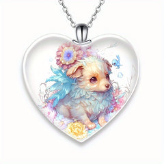 Puppy Crystal Pendant Necklace for Women Girls Children