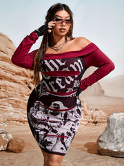  Y2K Dress Women's Plus Off Shoulder Long