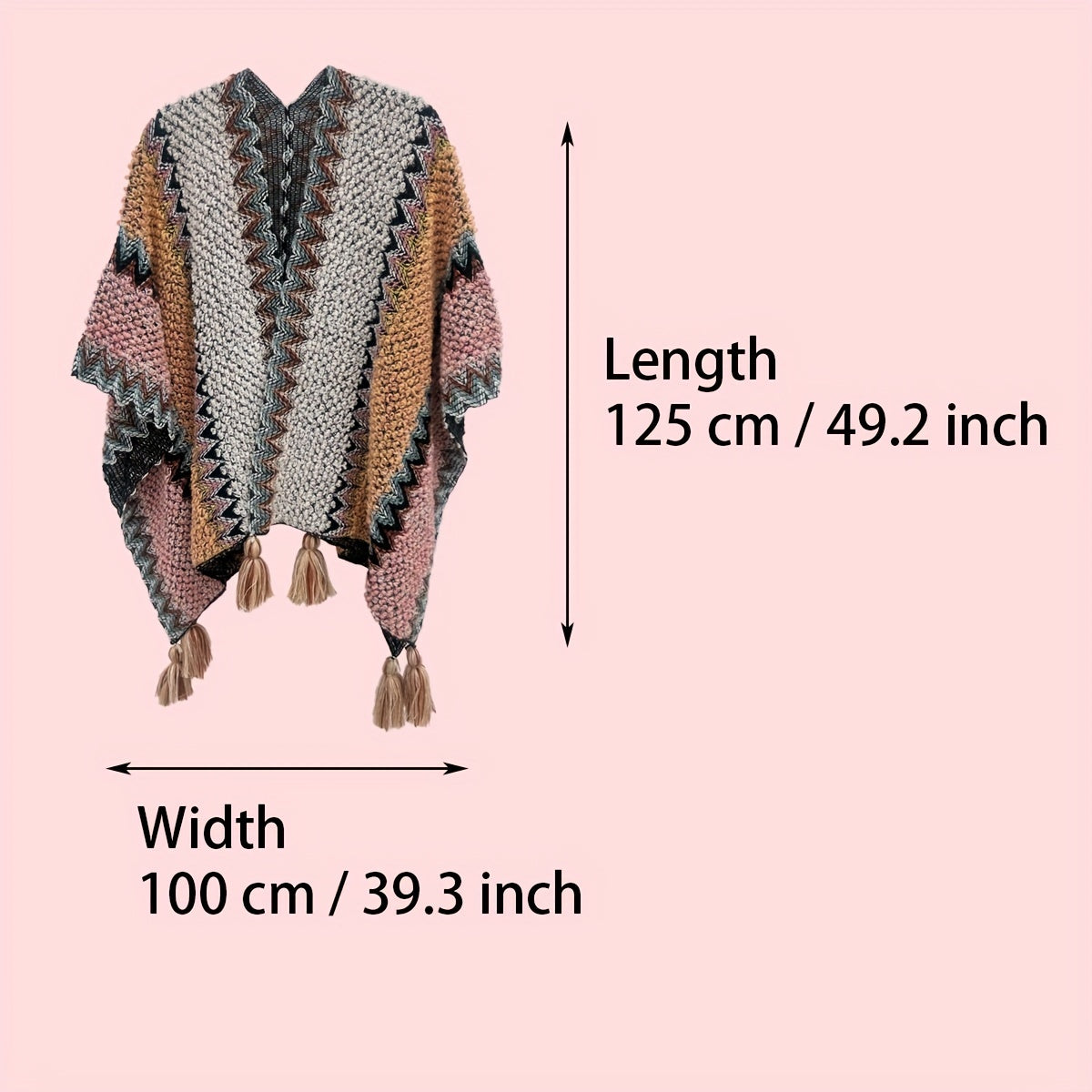 Boho Tassel Knitted Thick Shawl Vintage Cape Casual Windproof Wraps