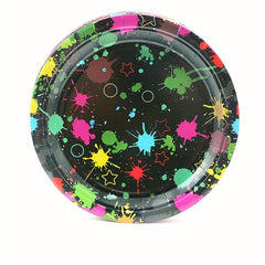 20pcs Neon Glow Party Plates Fluorescent Tableware