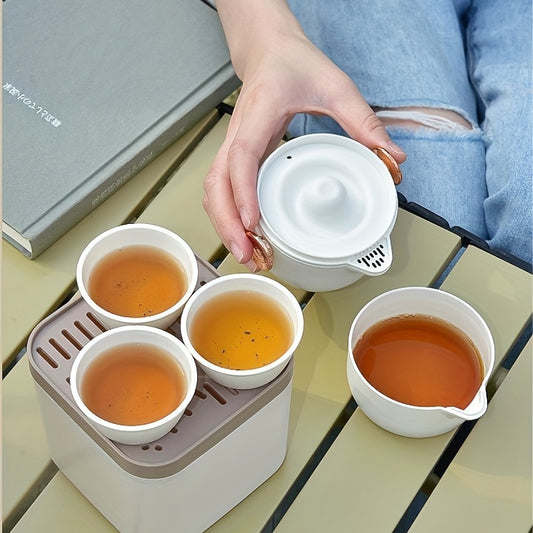 Portable Tea Set 1 Tea Pot & 3 Cups Travel Camping Kung Fu Tea Set