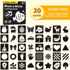 40 Pages Baby Flashcards High Contrast Newborn Brain Development Toy