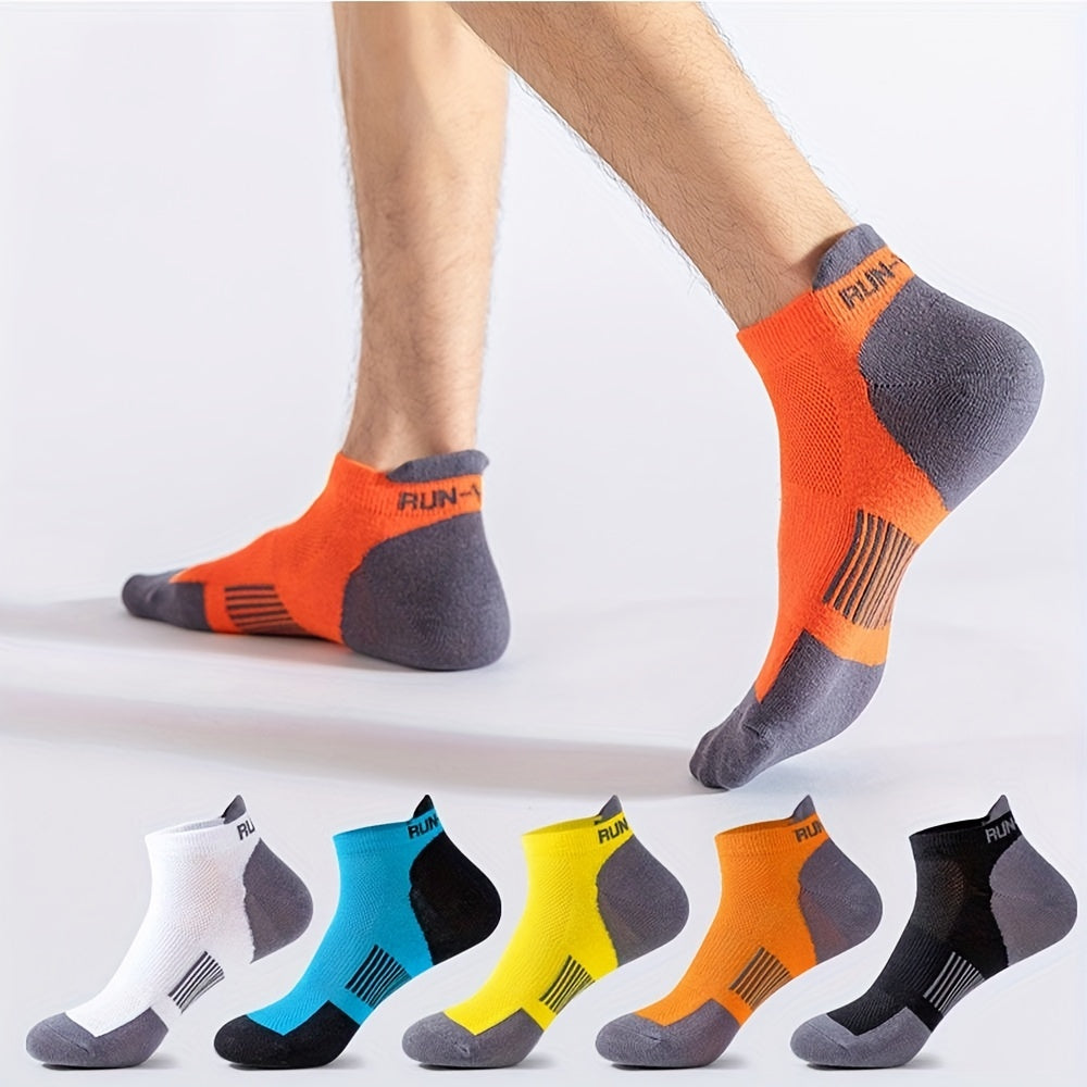 5 Pairs Breathable Cotton Ankle Socks for Sports Running Fitness