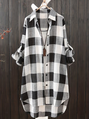  Plaid Print Button Up Long Sleeve Shirt