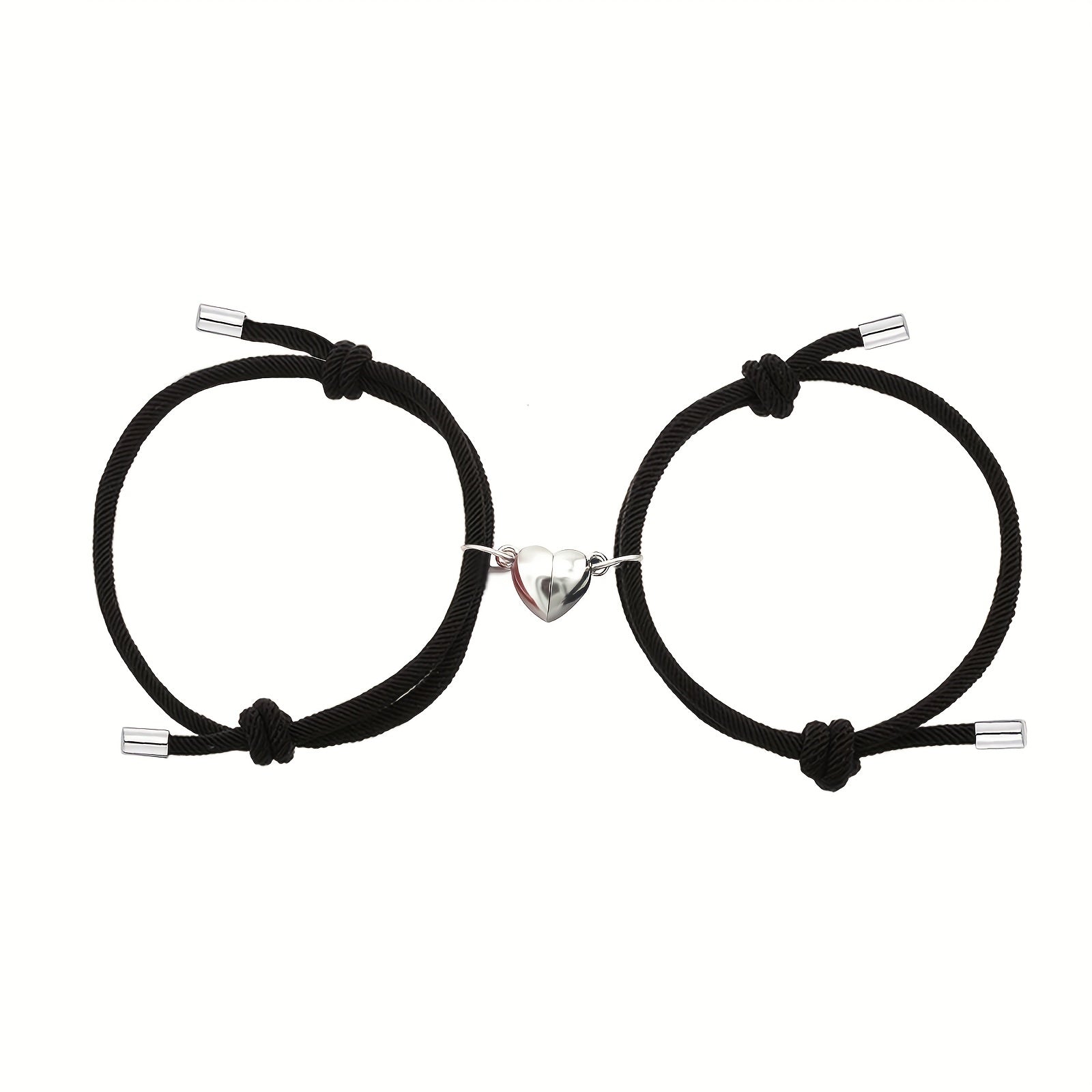 2pcs Love Heart Magnet Buckle Bracelets Couple Set Accessories