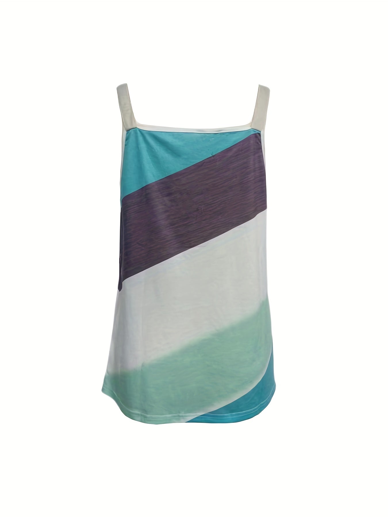Colorblock Print Pleated Tank Top for Women