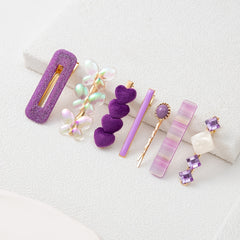 7pcs Heart Butterfly Hair Clip Multicolor Rhinestone Purple Hair Accessories