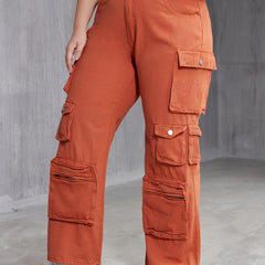  Wide Leg Cargo Jeans with Pockets