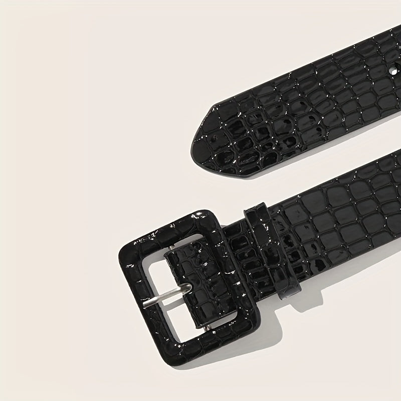 Leopard Print Stone Pattern Embossed Wide Belt for Women