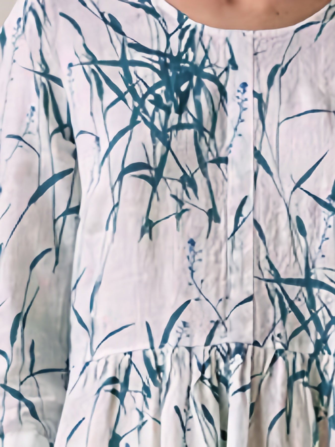  Leaf Print Half Sleeve Round Neck Dress
