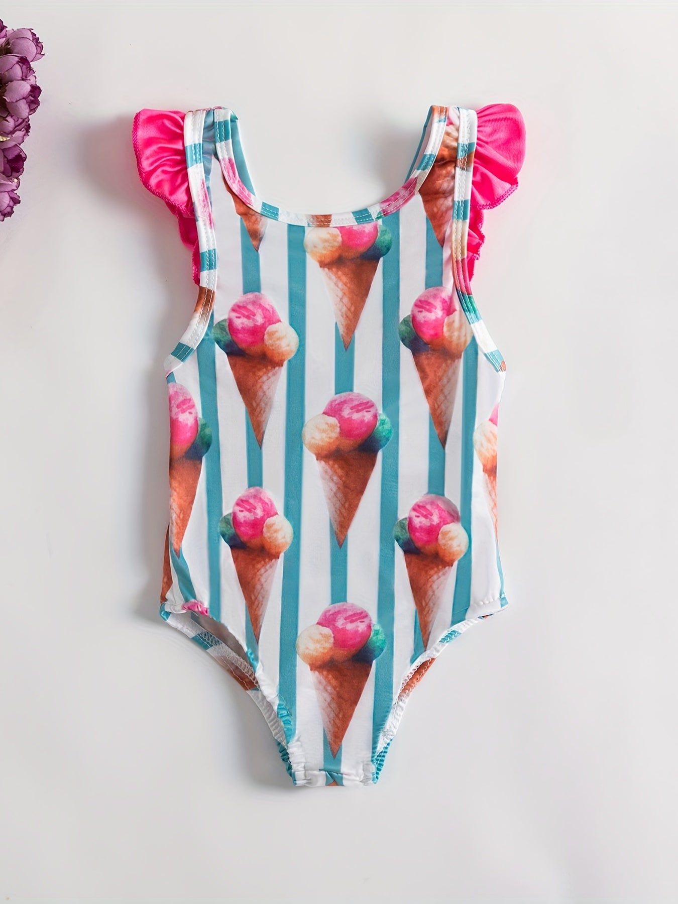 Baby Cartoon Striped Swimsuit Bikini Onesie