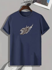 Wing Print Men's Active Tee Stretch Breathable Outdoor Summer T-shirt