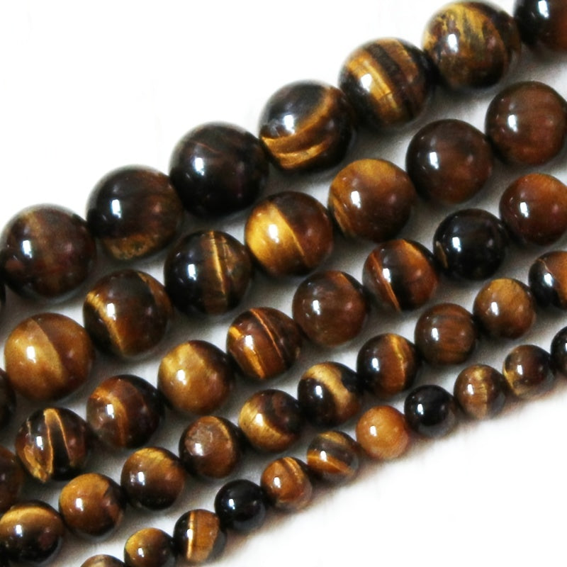 Natural Tiger Eye Stone Beads Smooth Brown for Jewelry Making