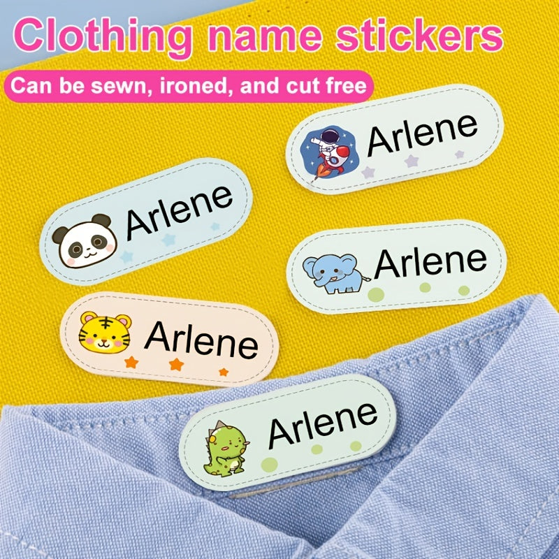 60 Iron-On Name Stickers for School Uniforms - Custom Washable Labels