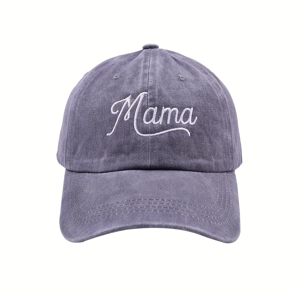 Mama Embroidery Baseball Cap Vintage Washed Dad Hat Adjustable Sunshade Sun Hats
