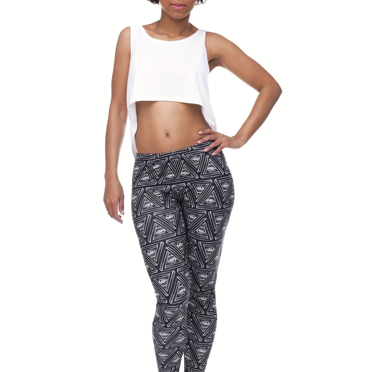 Boho Triangle Print Leggings High Waist Slim Long Length Leggings