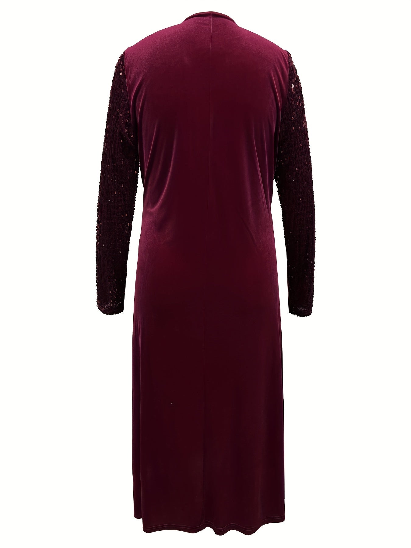  Sequin Long Sleeve Velvet Dress with Pockets