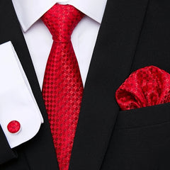Men's Bow Tie Set 6 piece Set Tie Bow Tie Square Scarf Cufflinks Red Series