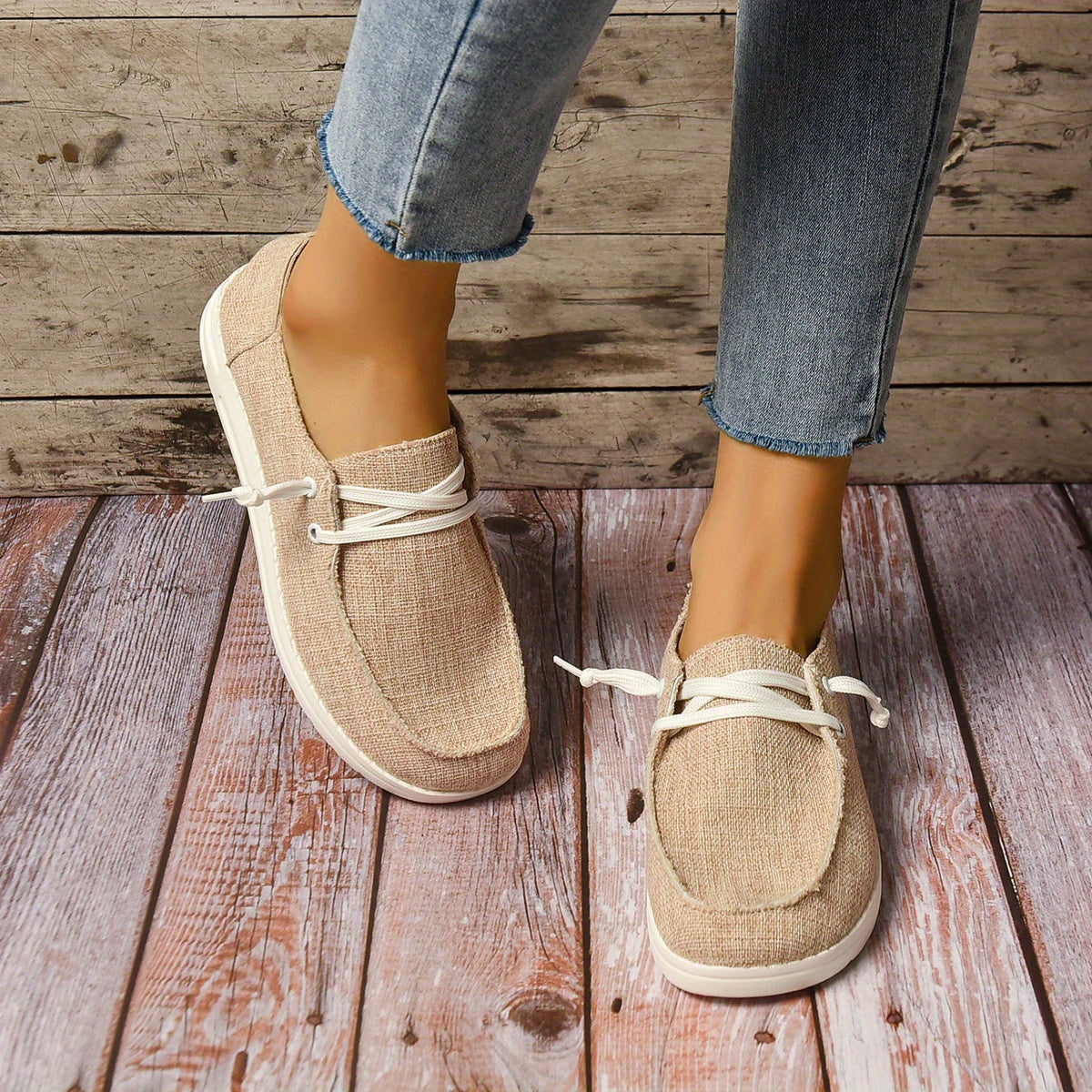 Women's Canvas Slip-On Shoes Low Top Flat Loafers