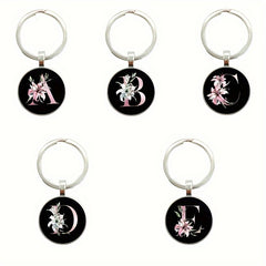 5pcs Initial Letter Pattern Keychain Gift For Family Pendant Keychain