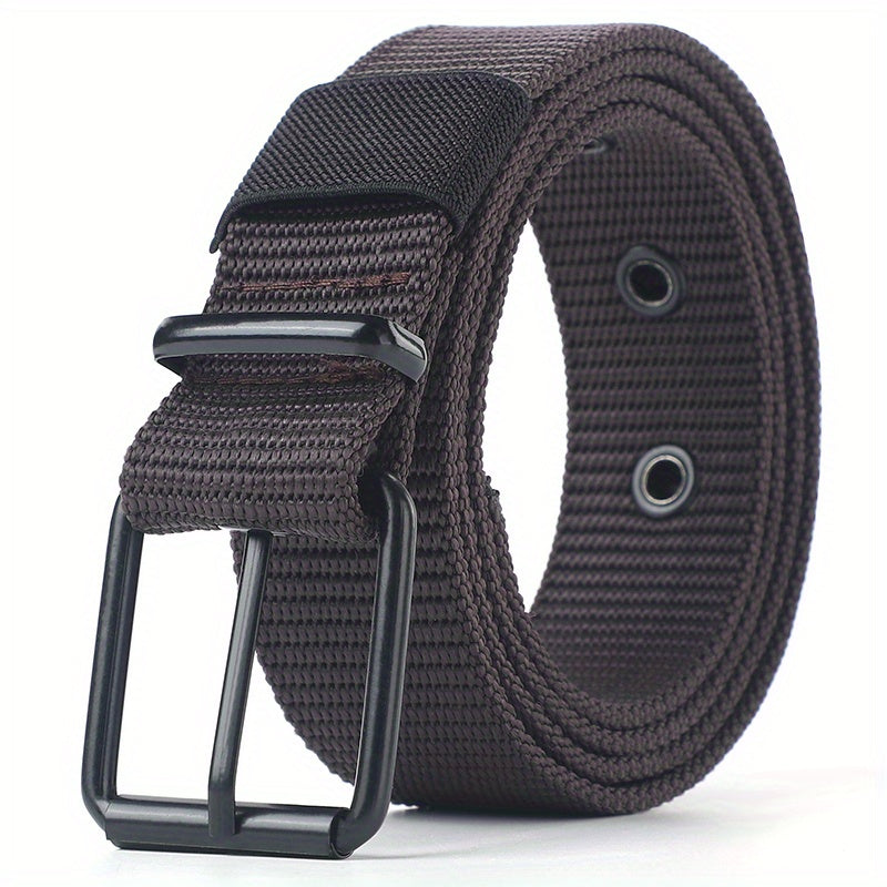 Porous Canvas Belt Men's Pin Buckle Leather Belt