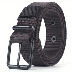 Porous Canvas Belt Men's Pin Buckle Leather Belt