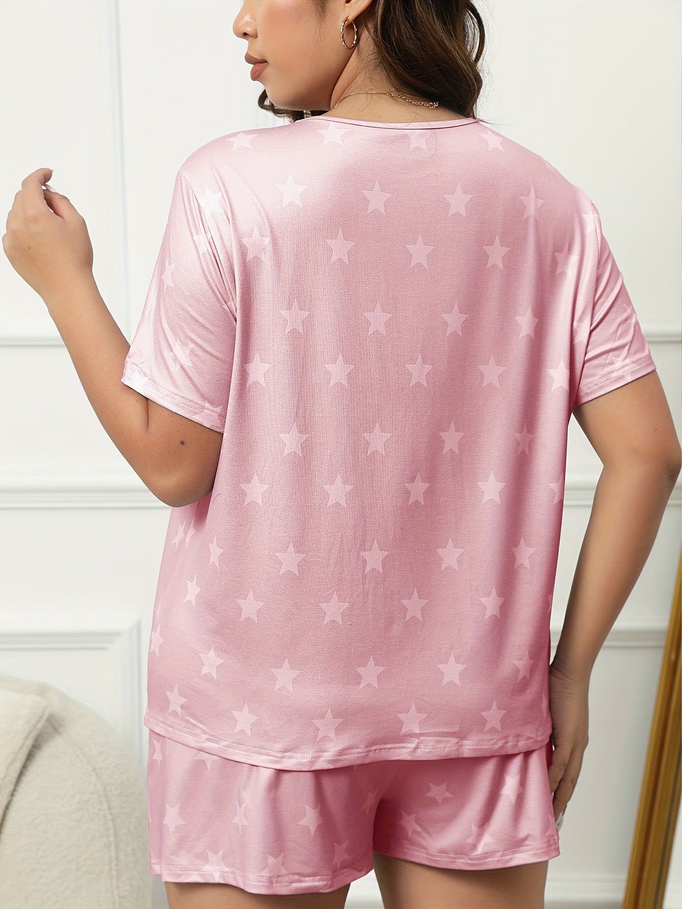 Star Print Tee & Shorts Set for Women