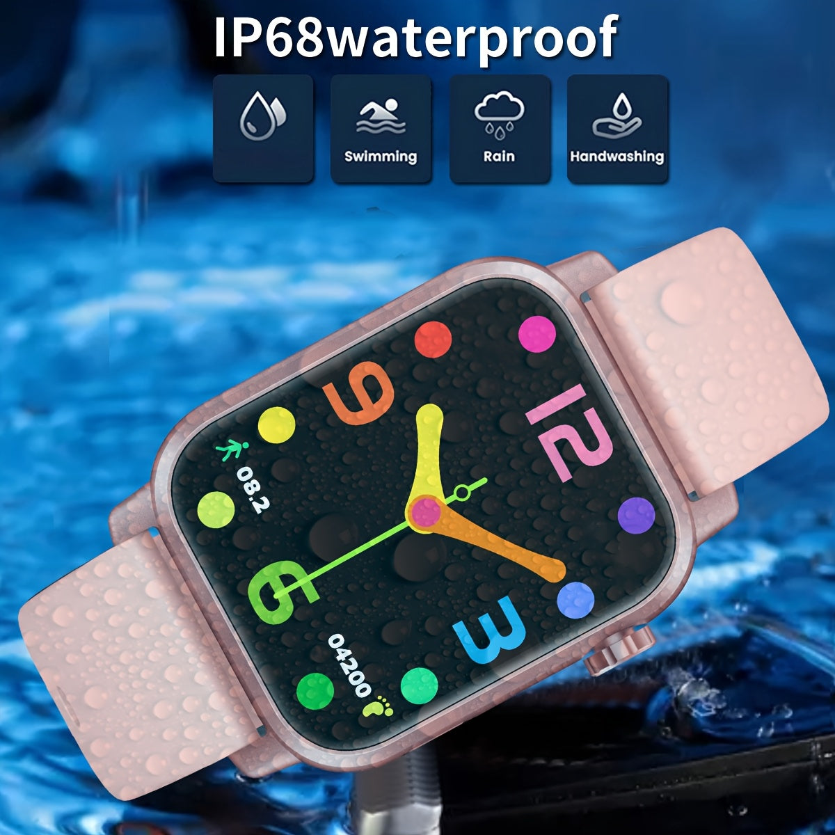 HD Sports Smartwatch 1.85 inch Pink Steel Band LED Flashlight Wireless Calling