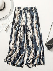  Marble Print High Rise Wide Leg Trousers