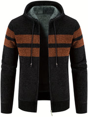 Fleece Hooded Jacket Men's Zip Up Coat Fall Winter