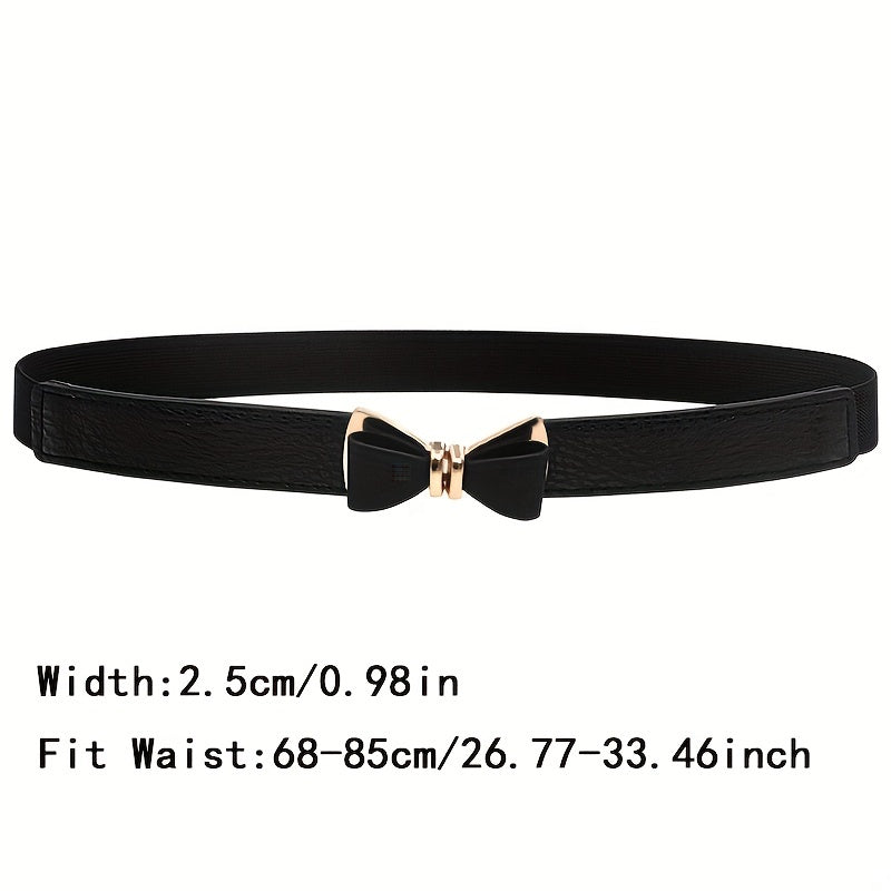 Bowknot Buckle Thin Belt Solid Waist Belt Classic Girdle for Women