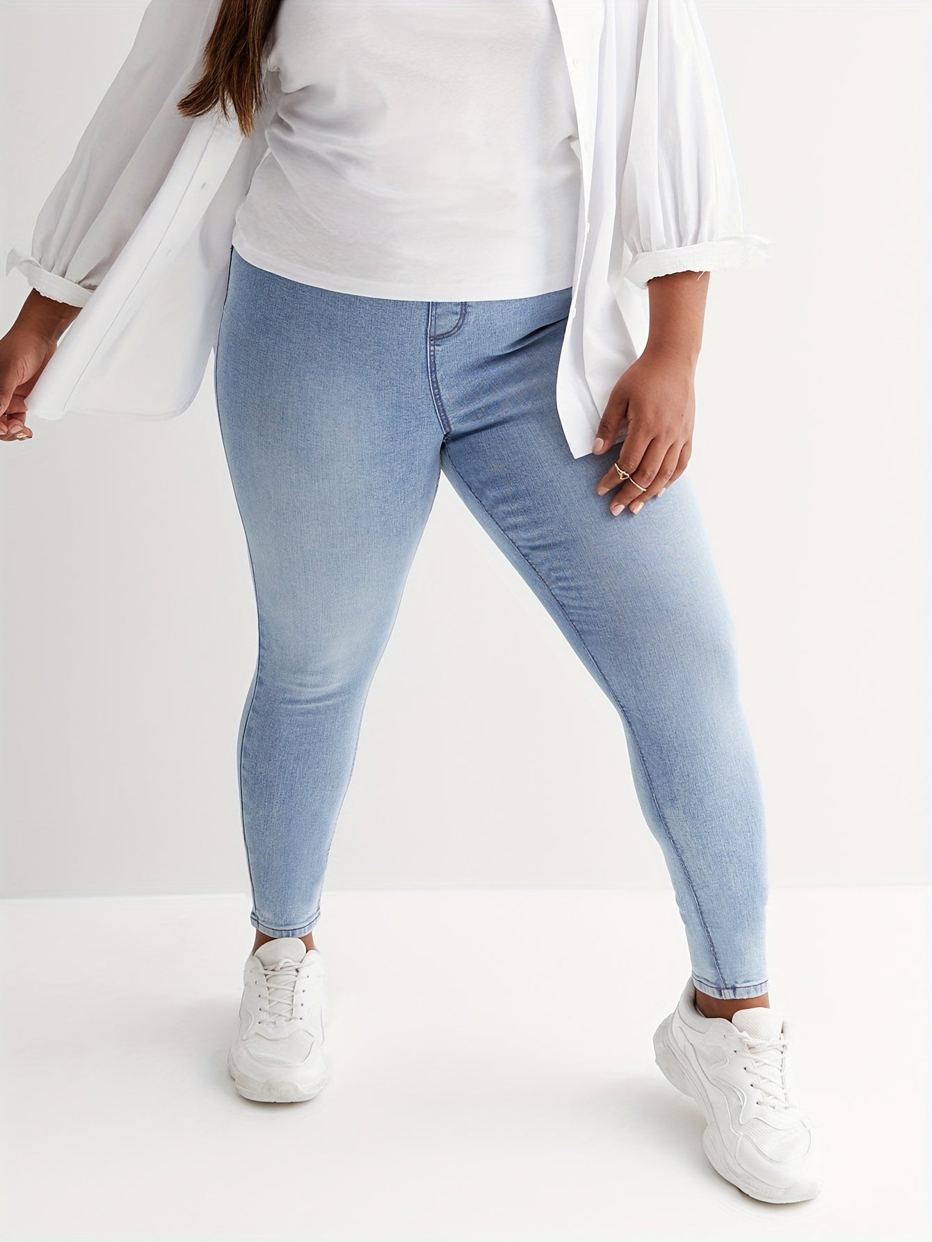  Elastic Waisted High Stretch Denim Pants