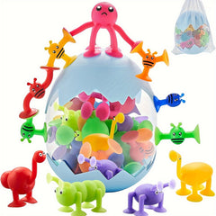 Suction Cup Stacking Toys for Kids - Montessori Bathtub Sensory Travel Toys
