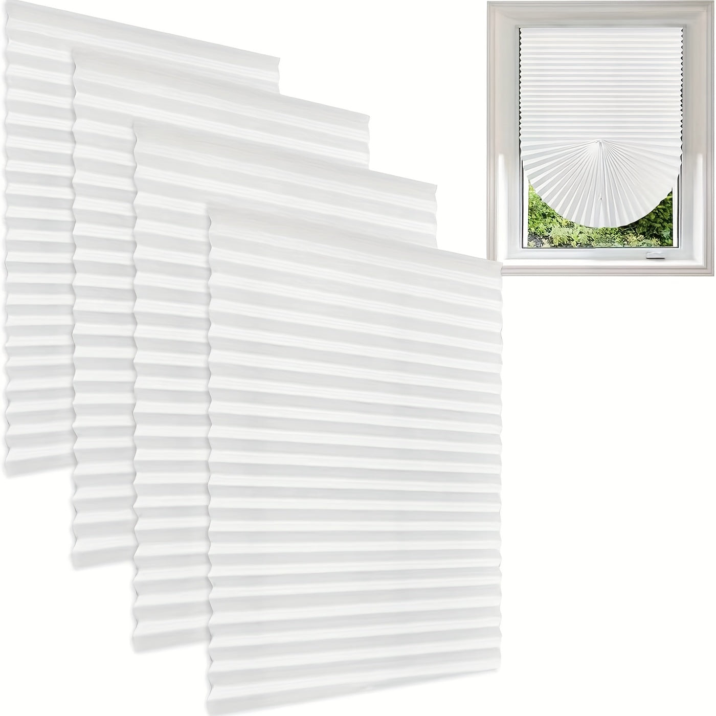1pc Pleated Fabric Shades No Tools Temporary Window Blinds