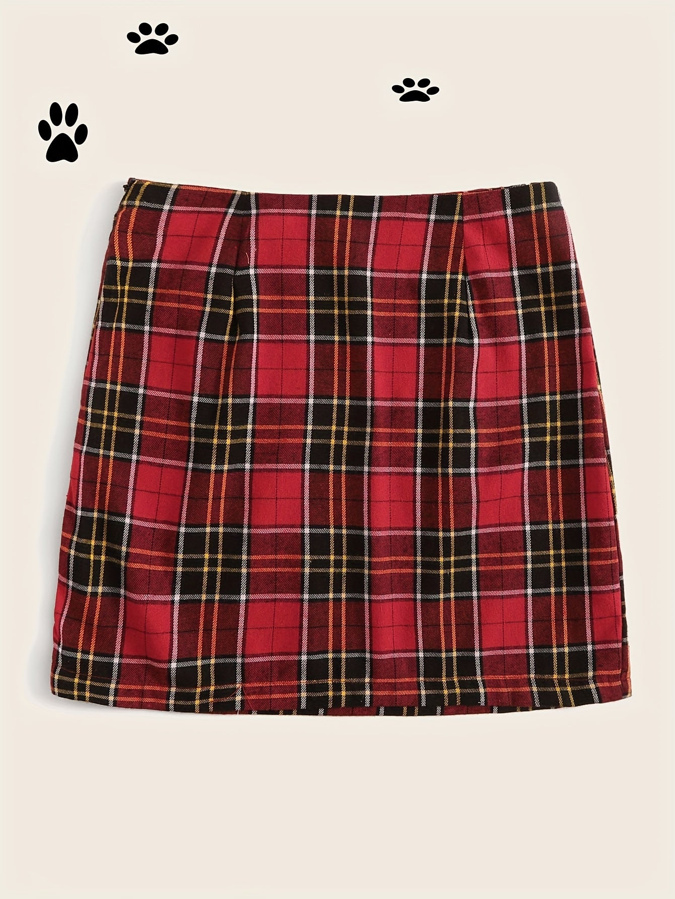  Plaid Print High Rise Stretch Mini Skirt