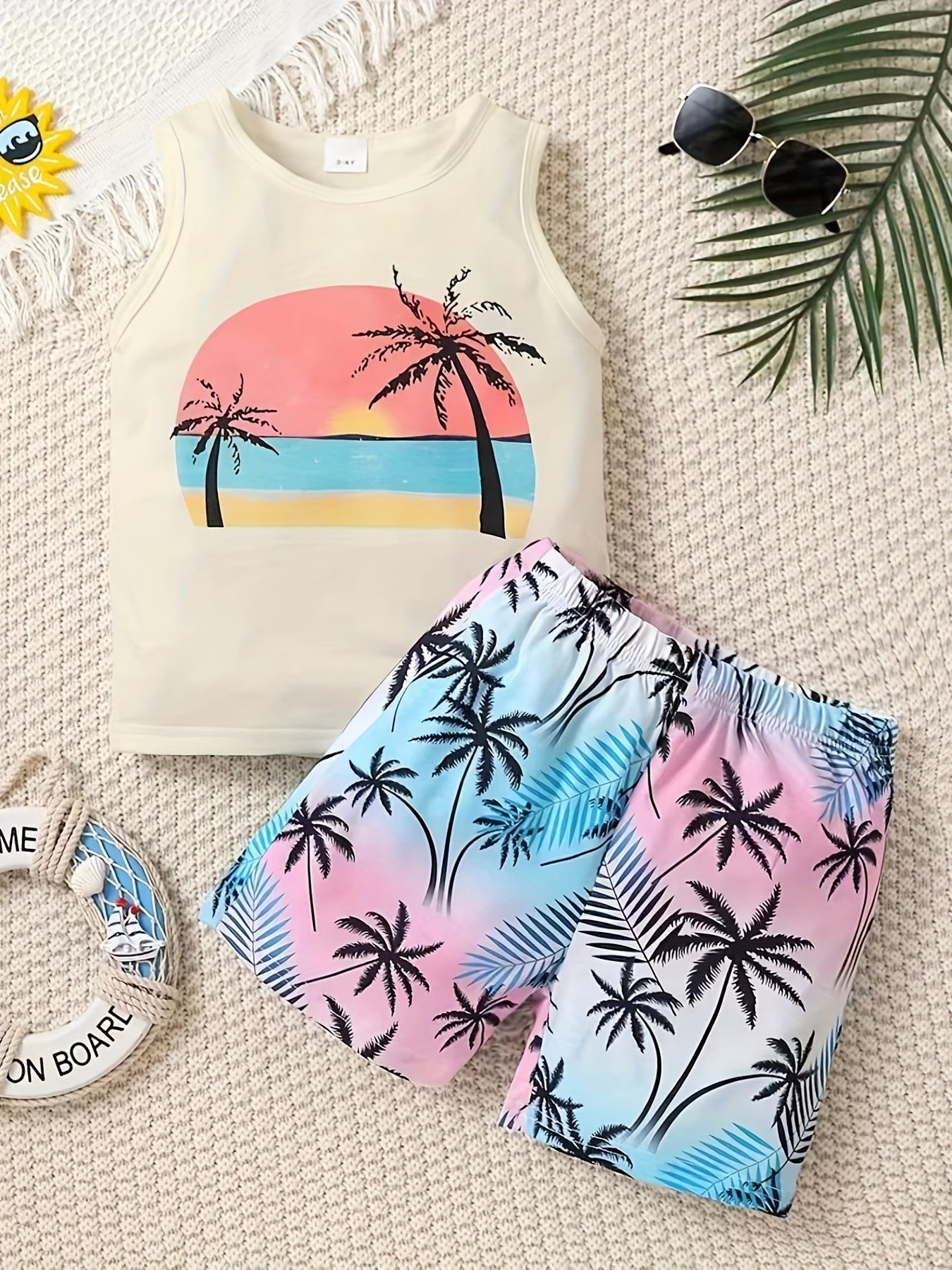 Boys Coconut Trees Tank Top & Shorts Set