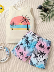 Boys Coconut Trees Tank Top & Shorts Set