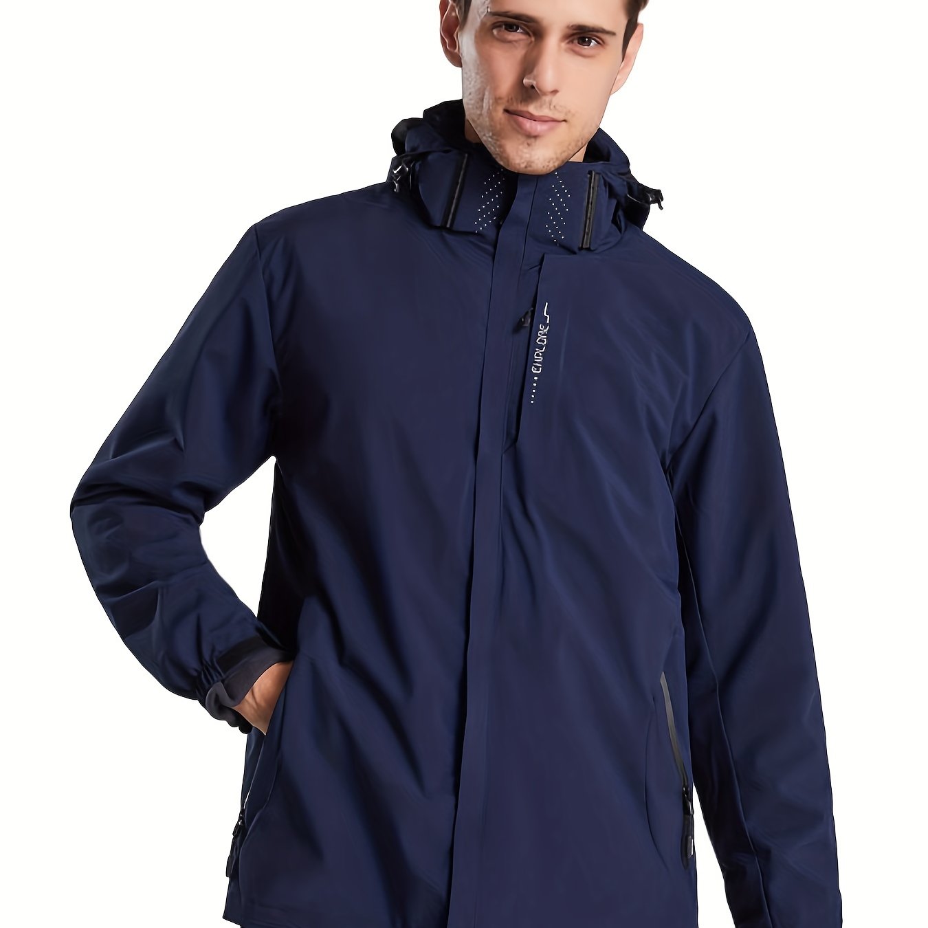 Men's Lightweight Waterproof Rain Jacket Shell Hooded Outdoor Raincoat