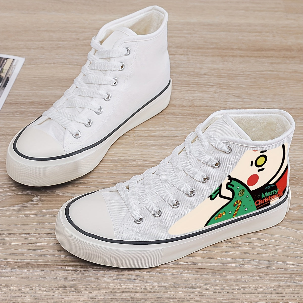 Christmas Plush Lined Chunky Canvas Sneakers