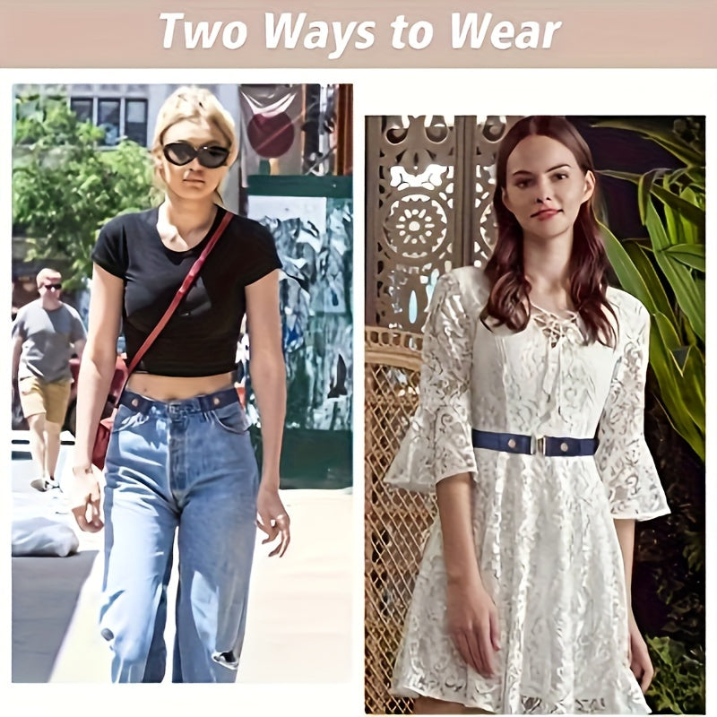 2pcs No Buckle Elastic Belt Stretchy For Women Men Pants Jeans Adjustable